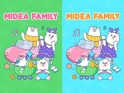 midea family bear illustration