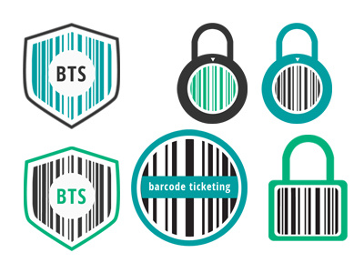 BTS Logos barcode blue green lock logo padlock shield