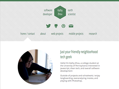 Personal website mockup green website