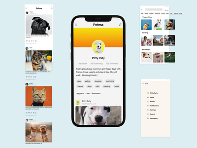 Pet's Social app app application branding case study design figma graphic design illustration logo minimalist mobile app pets social app ui uiux