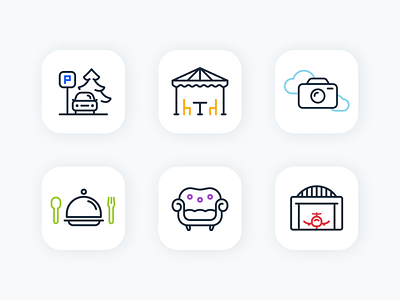 Icons for a Flight School ✈️ catering hangar icon icon set iconography icons linear outdoor parking