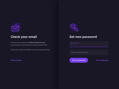 Reset password pages