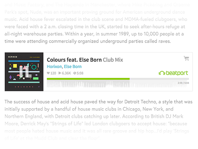 Beatport.com Embeddable Player audio music progress song ui ux waveform webapp