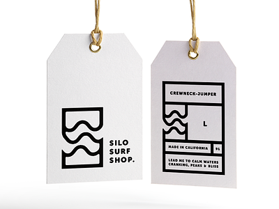 Silo Surf Shop brand & label. black and white clothing label logo mark print stamp surf tag vintage