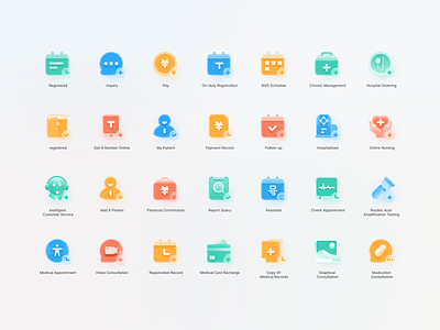 A set of medical app main function icon design app icon medical skeuomorphism ui
