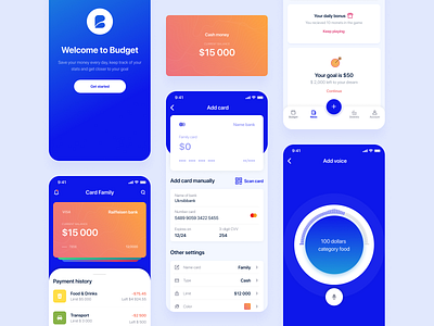 Budget app 2020 app budget cards cash concept design finance money payment ui