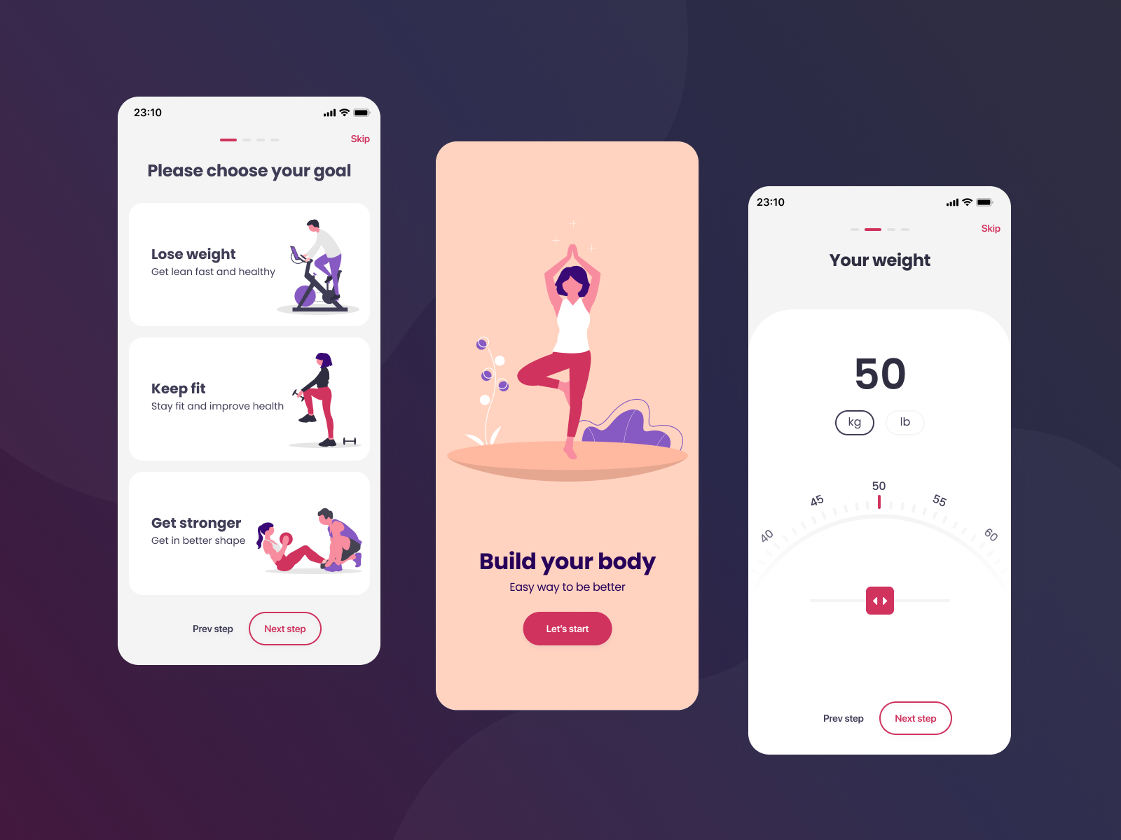 Fitness app. Registration by Yana on Dribbble