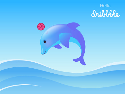 Hello, Dribbble! dolphin dribbble first short hello