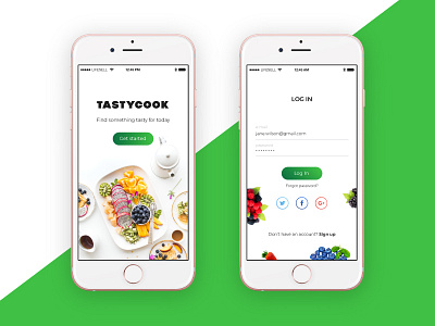 Recipe app application design login mobile recipe screen ui ux