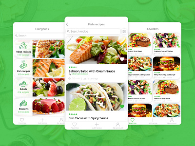 Recipe app application design favorite food mobile recipe ui ux