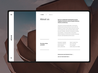 ARCH.IN About us architecture concept design ui ux