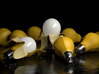 Lampanana 3d abstract art banana c4d cinema4d concept coronarender design light bulb maxon rendering