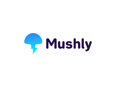 Mushly bolt logo branding creative logo mushroom logo supplement logo