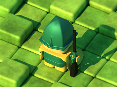 That Musketeer Guy! 3d character character design cute game graphic design green illustration isometric mobile game orthographic soldier