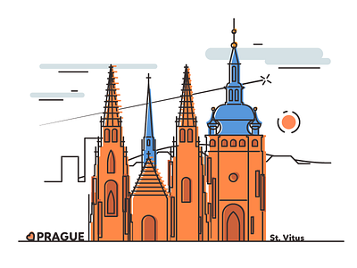 Prague - St. Vitus Cathedral cathedral flat graphic design illustration magnet prague souvenir st vitus