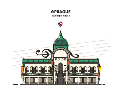 Prague - Municipal House concert hall czech flat graphic design illustration municipal house music prague souvenir