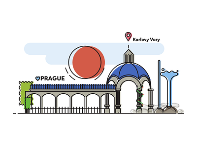 Prague - Karlovy Vary czech flat graphic design hot springs illustration karlovy vary prague souvenir spa