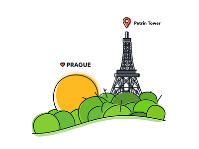 Prague - Petrin Tower czech flat forest graphic design illustration location love prague souvenir tower