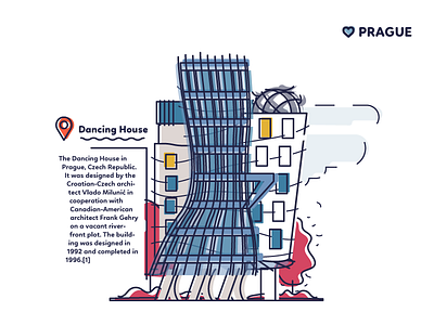 Prague - Dancing House czech dancing house flat frame graphic design illustration prague souvenir