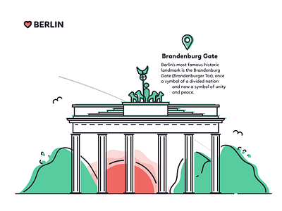 Berlin - Brandenburg Gate berlin brandenburg gate flat germany graphic design illustration inforgraphic print souvenir teal tourism tourist