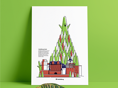 Heidelberg - Heidelberg Castle architecture building canvas castle green heidelberg illustration print red trees