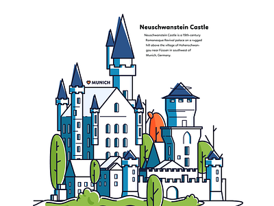 Munich - Neuschwanstein achitecture castle culture graphic design history illustration isometric nature neuschwanstein