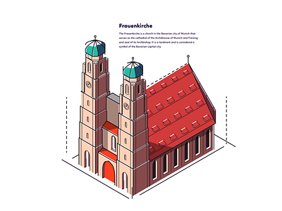 Munich - Frauenkirche architecture cathedral church germany graphic design illustration isometric munich souvenir
