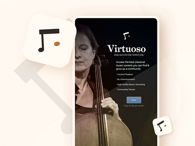 Classical Music App - Closeup app black classic classical clean interface minimal music serif ui ux