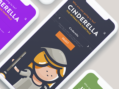 Cinderella Interface character cinderella design flat game graphic design illustration interaction interface mobile story ui ux