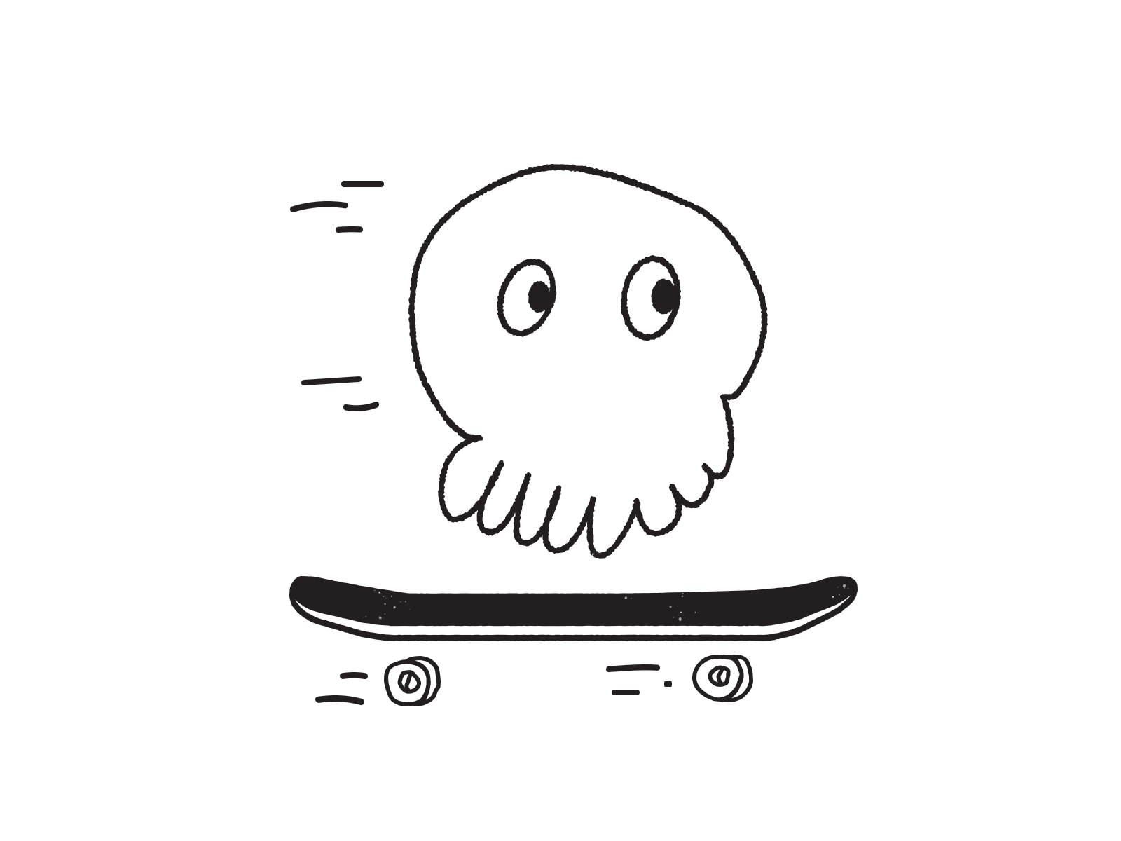 Octo-Bro animation hand drawn illustration octopus skateboarding