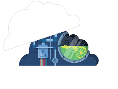 Cloud blue cloud gear gears illustration lab laboratory science vector