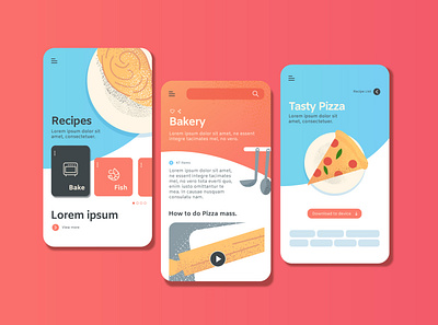 Concepts for Recipes mobile App app branding desiginspiration design food freepik icon illustration minimal recipes ui vectorart