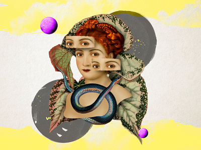 Venus collage collage art design digitalart plants snake woman