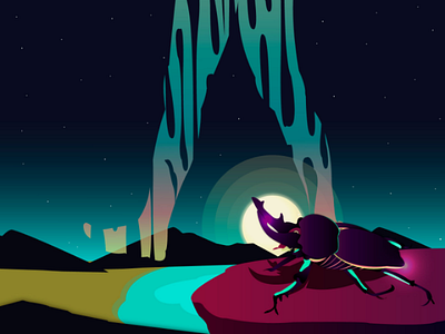 El inicio beetle cosmic digitalart illustration nature