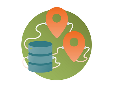 ''Geo Solutions" illustration data flat geolocation graphic design illustration server vector