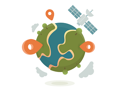 "Geospatial Services" illustration flat geolocation graphic design illustration map satellite vector