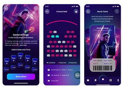 UI for Movie Ticket Booking App app design graphic design illustration ui ux