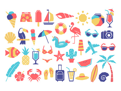 Summer Time beach icon summer vacations