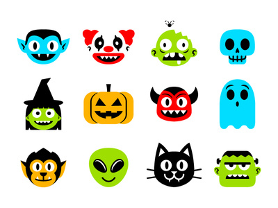 Halloween! clown emoji group halloween vampire zombie
