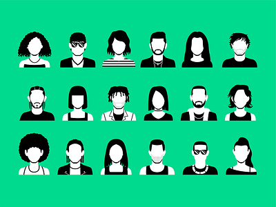 Group Of Character Avatars avatar group head icon millenial people teenager young
