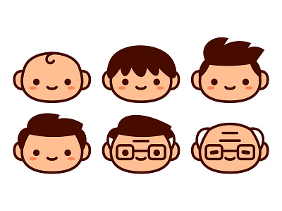Aging aging baby character emoji family generations grandfather old son young
