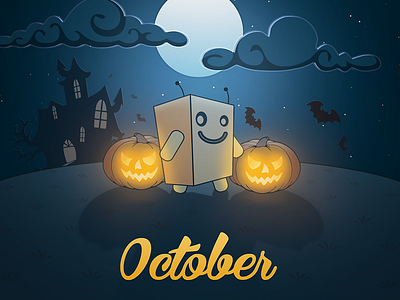 October illustration for calendar calendar droid halloween moon night october pumpkin sinister