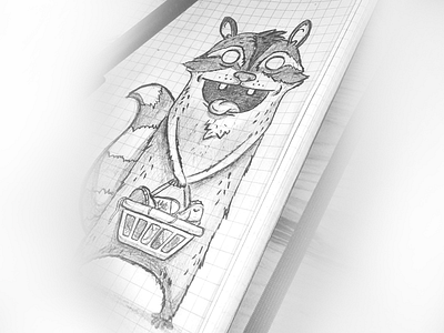 Racoon mascot for artcart_shop illustration logo mascot racoon sketch
