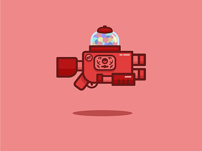 #004 Double Bubble 25 bubblegum dribbble gumball gun illustration new red weaponry whimsical