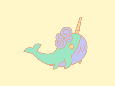 Starwhal colors enamel pin horn lapel narwhal ocean pin space star swirls whimsical