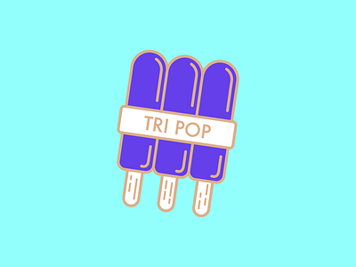 Tri Pop blue enamel pin funny illustration line new pin popsicle three tres vector whimsical