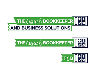 The Casual Bookkeeper Logo WIP business calculator green minimal sans serif script taxes