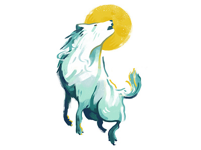 Wolf animal animals canine digital graphic howl illustration moon painting wolf
