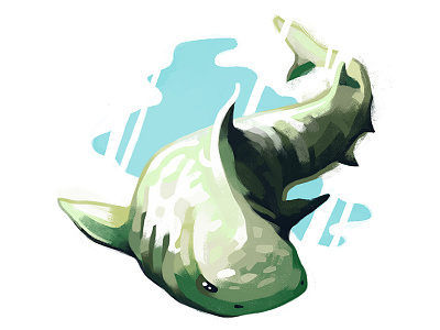Shark animal beast digital drawing illustration ocean painting shark swim water