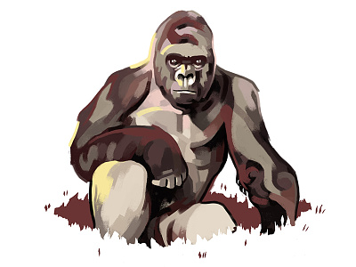 Harambe animal brush color digital drawing gorilla harambe illustration painting rip silverback
